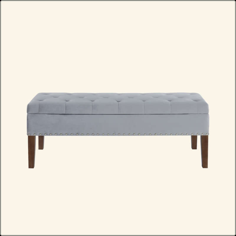 Tufted Bench With Storage, Cream