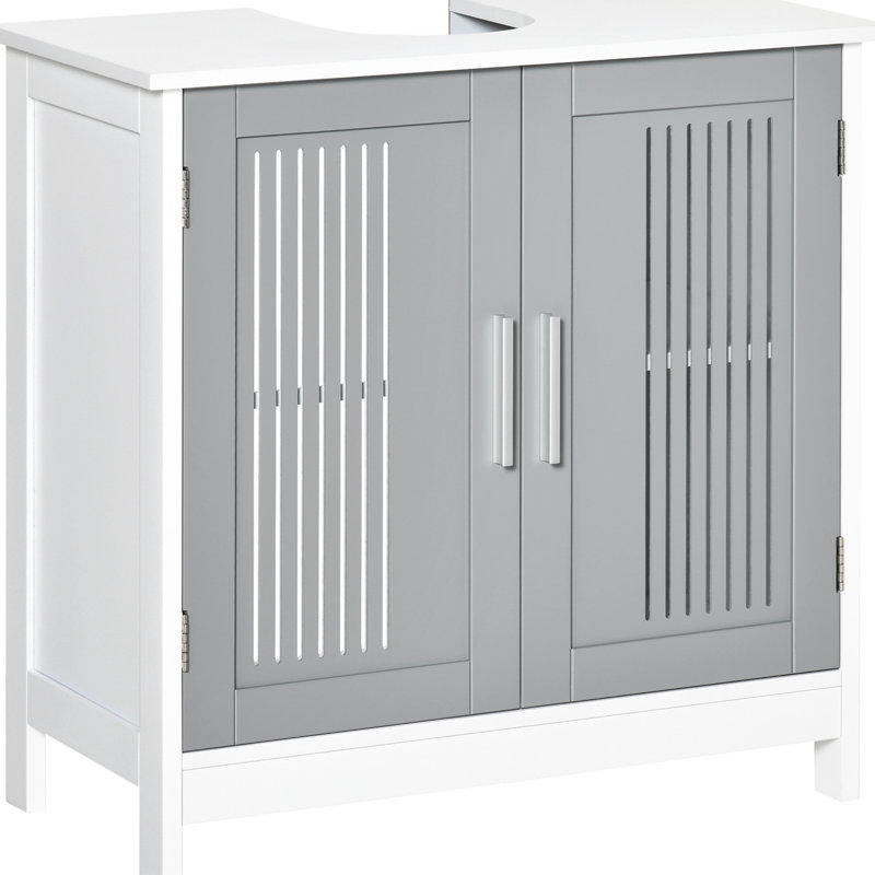 Armoire de rangement pour salle de bain sous le lavabo en gris / blanc