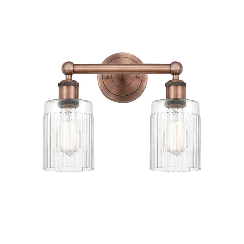 Kamena 13.5" W 2-Light Dimmable Vanity Light, Clear, Antique Copper