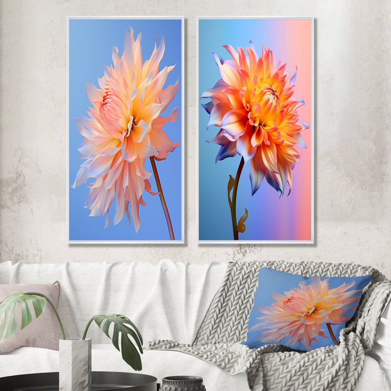 Ensemble de salon Coral Dahlia In The Wind - Dahlia, Cadre blanc, H 28 po x l 25 po