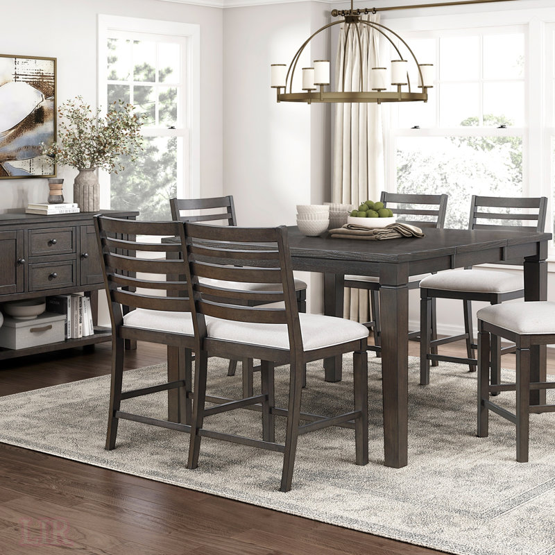 Ensemble de salle à manger à hauteur de comptoir 6 pièces Classic avec table extensible, sièges rembourrés et fabrication en bois pour une expérience culinaire polyvalente et confortable