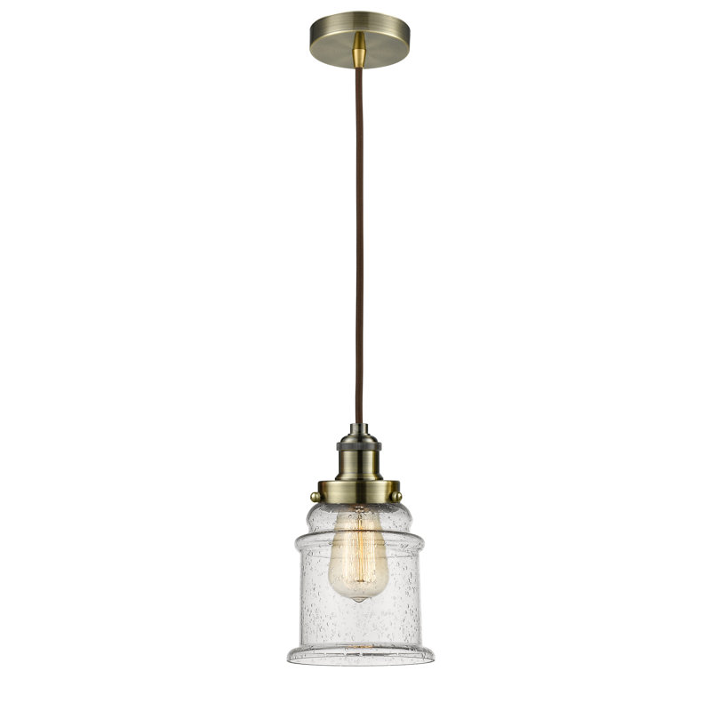Luminaire suspendu en forme de cloche à 1 lumière Waterville, Laiton antique / Brun