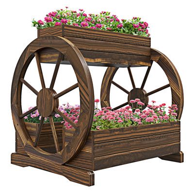 2-Tier Raised Garden Bed  Wooden Planter Boxes With Drainage Holes