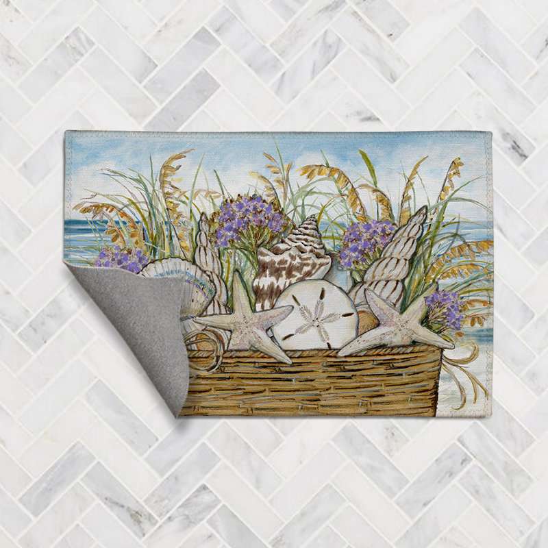 Shells By The Sea Chenille Indoor Rug, Rectangle 4' x 6'