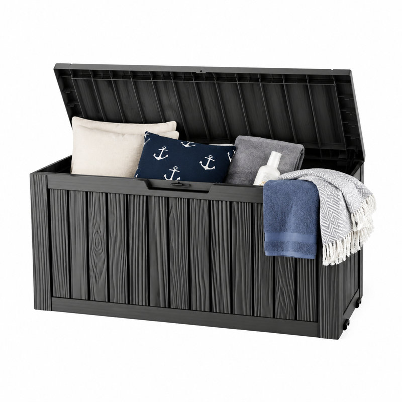 Boîte de rangement pour terrasse 75 gallons, Noir