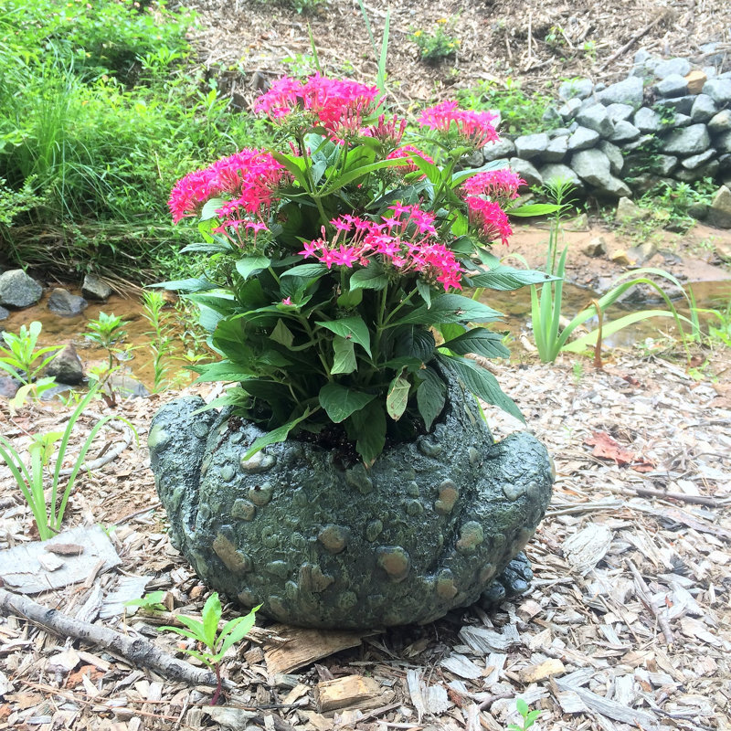 Green Fiberglass Novelty Frog Planter with Drainage Holes