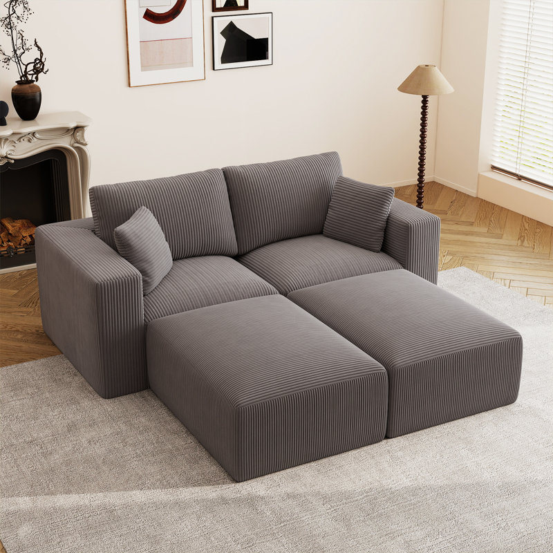 Canapé modulaire à compression 79 po, Velours côtelé gris