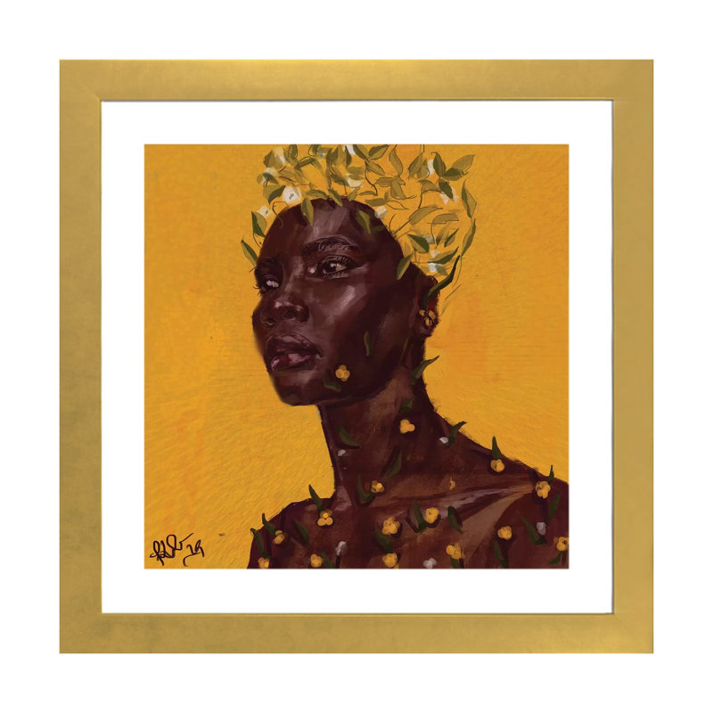 Sprout par Adekunle Adeleke-reproduction d’art, Blanc, H 24 po x l 24 po x p 1 po, Papier encadré doré