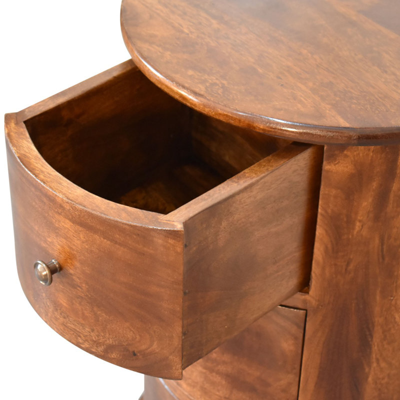 Commode tambour 3 tiroirs châtaignier