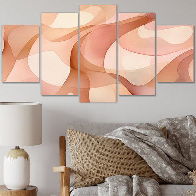 «Nutshell Waves Abstract Watercolor», reproduction d'art sur toile, formes abstraites, 5 panneaux