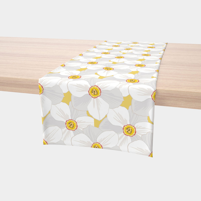 Mackin Large Petal Flowers Table Runner 12"x72", 108" L x 14" W