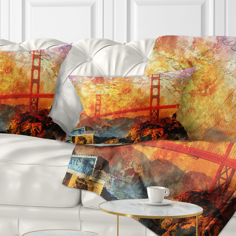 Coussin San Francisco Bridge - Cityscape, Rectangulaire, 12 po x 20 po