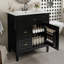 Meuble-lavabo 30 po avec lavabo, meuble-lavabo avec un tiroir rabattable et deux tiroirs, tablette réglable, bois massif et panneau de fibres à densité moyenne, noir-248805053-248805054