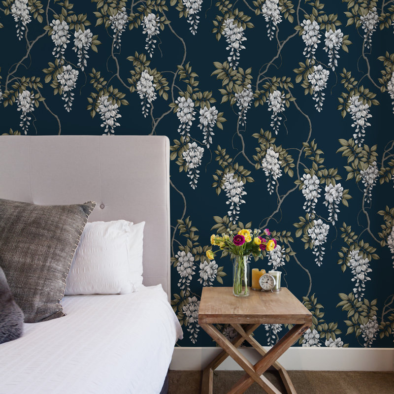 Superfresco Easy Navy Wisteria Floral Wallpaper