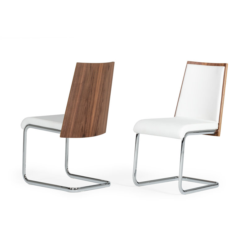 Oman 19'' H Faux Leather Upholstered Side Chair, Shiny White Faux Leather