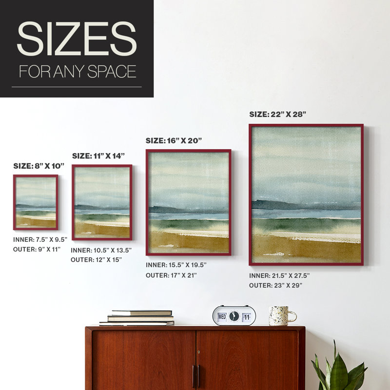 Ochre Perspectives II, reproduction encadrée - bois massif, H 15 po x l 12 po, Rouge