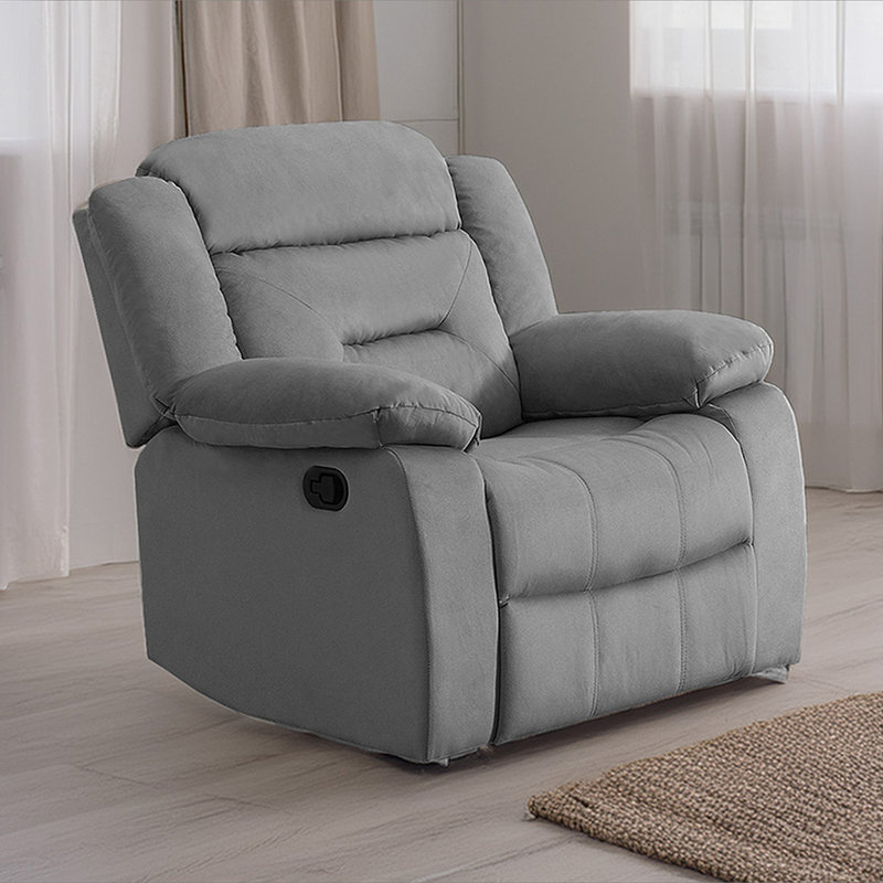 Everrett Upholstered Recliner, Dark Gray Velvet, Manual - Handle / Lever