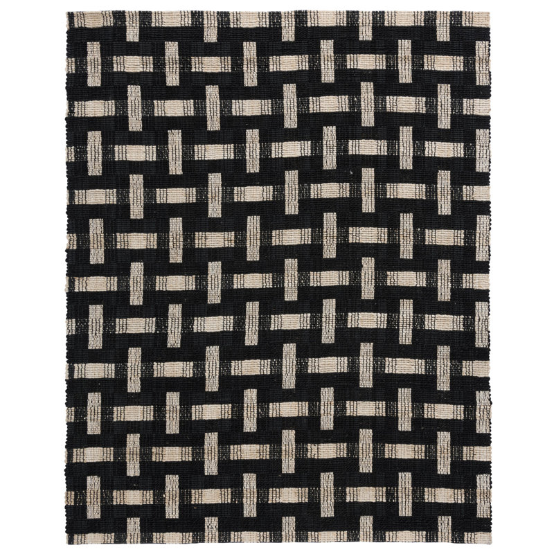 Tapis décoratif en jute noir / ivoire Preston