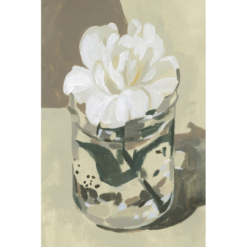 «Neutral Bloom II» par Emma Caroline - peinture sur toile tendue, H 18 po x l 12 po