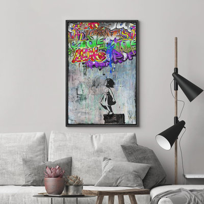 Pop Urban Street " Little Girl Tagging Banksy "