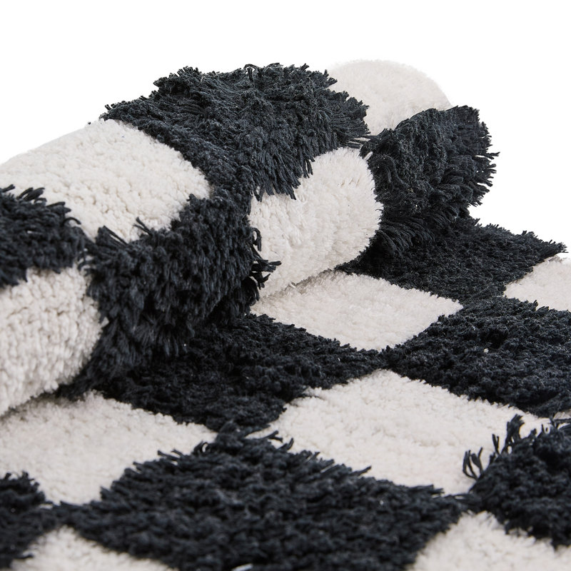 Checkerboard Bath Rug, Black
