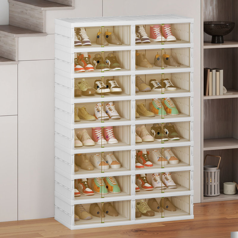 Armoire de rangement à chaussures empilable 32 paires pour entrée, chambre à coucher