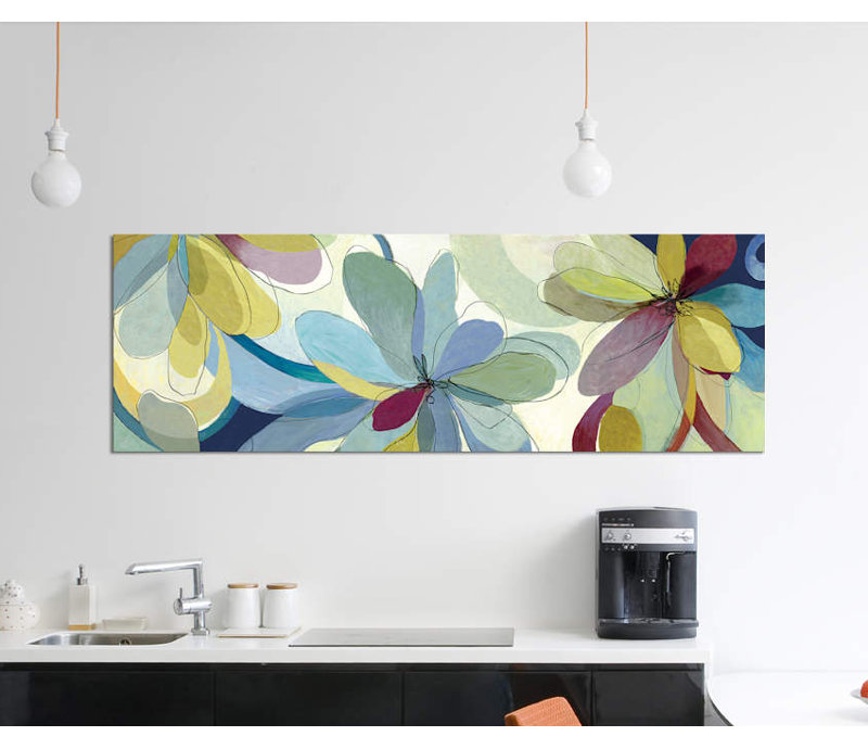 «Silk Flowers II» par Aimee Wilson, impression sur toile tendue, H 16 po x l 48 po x P 1,5 po, Cadre noir