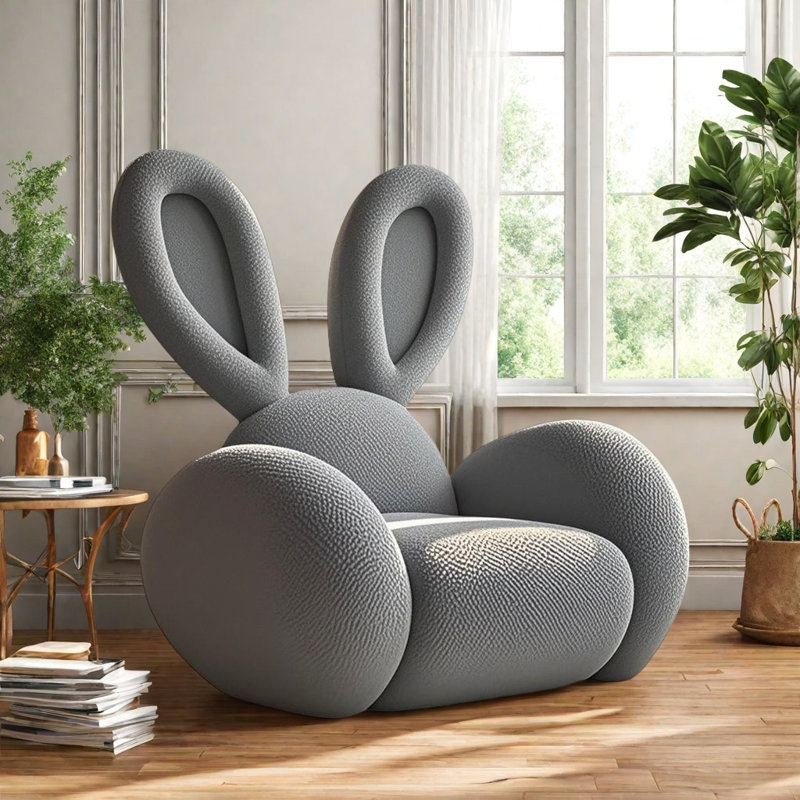 Modern Minimalist Rabbit-shaped Sofa Chair, Gris