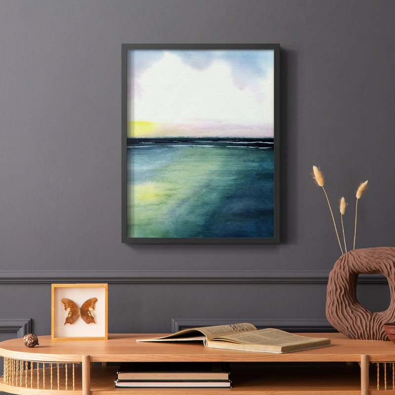 Sherbet Sunset Diptych II, reproduction encadrée - bois massif, H 28 po x l 22 po, Noir