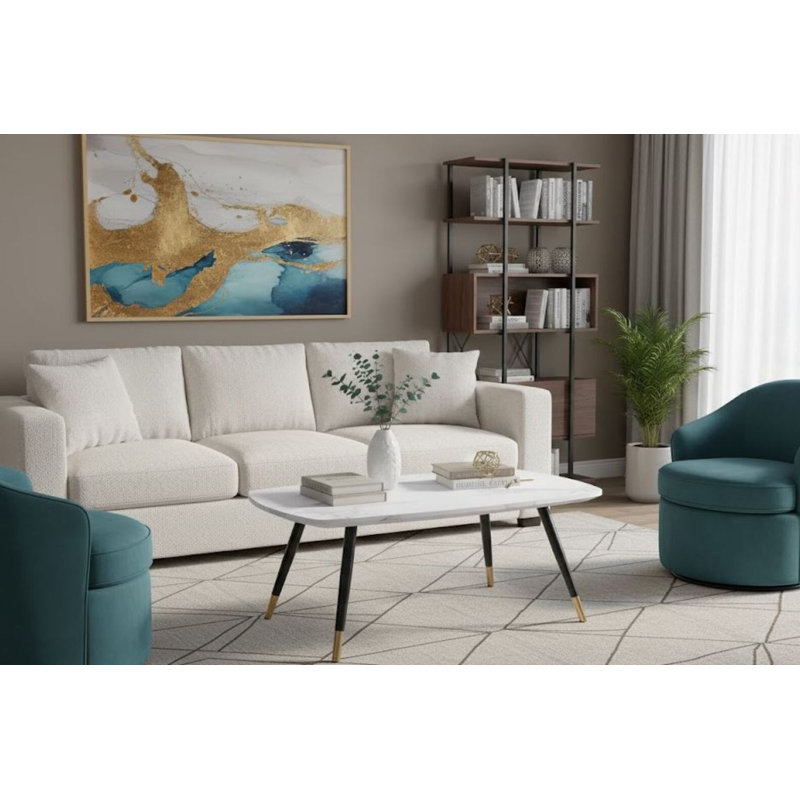 Table basse rectangulaire blanche et noire Donald