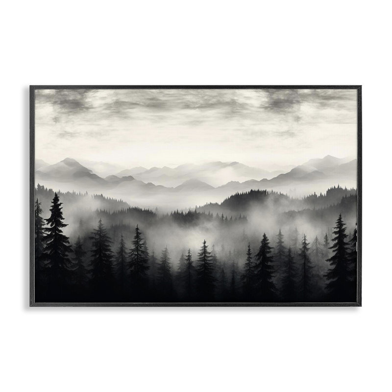  Art de la giclée de Black Gradient Mountains par LSR Design Studio, H 12 po x l 18 po, Giclée encadrée noir minuit