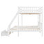 Lit superposé double au-dessus de simple et simple, lit superposé triple en bois avec tiroirs et garde-corps-1094596168