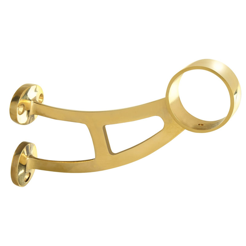 Bar Footrail Mount Bracket, Polished Brass