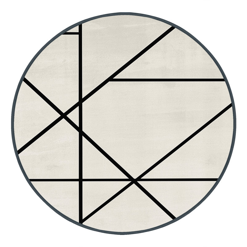 Tapis beige lavable à la machine Parkchester, Rond 4 pi