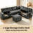 L-Shaped Sectional Sleeper Sofa Bed, 102" 7-Seat Pull Out Couch with USB Charging Ports, LED Lights & Hidden Storage, Convertible Sofa Bed for Living Room-1435753099