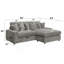 Canapé modulaire réversible en velours côtelé gris Tavia avec 6 coussins