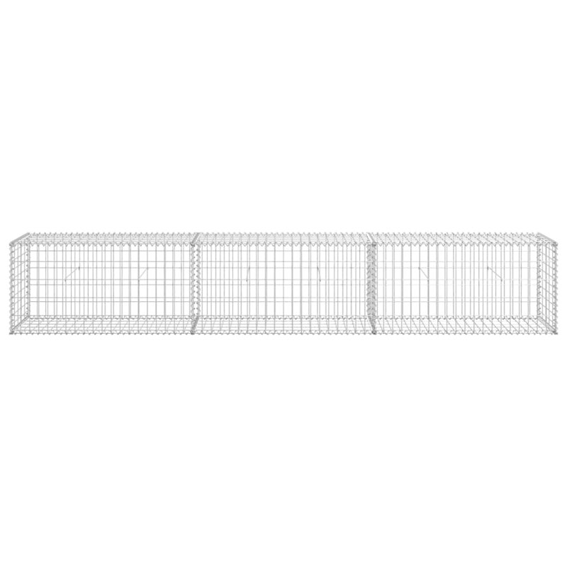 Silver Metal Gabion Wall, 50cm H x 300cm L x 50cm W