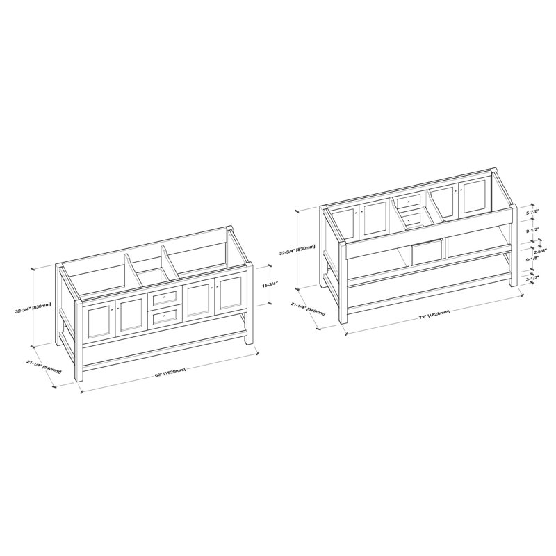 Ensemble de meuble-lavabo double 61 po Mckinnie, Blanc