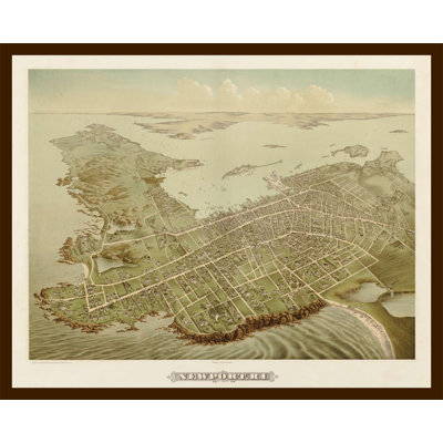 Vue d’ensemble rétro de Newport 1878-reproduction de photo encadrée sur papier