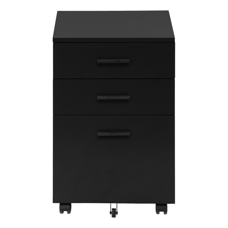 Classeur, mobile à roulettes, tiroirs de rangement, support pour imprimante, bureau, bureau, stratifié noir, contemporain, moderne
