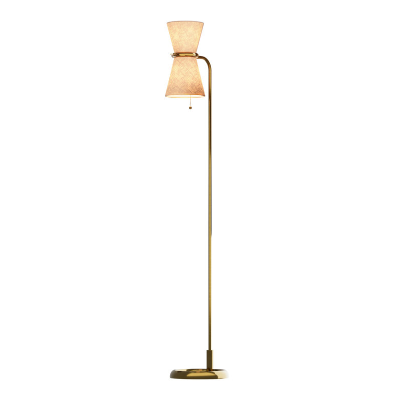 Lampe sur pied Gable (laiton naturel antique avec abat-jour huître)