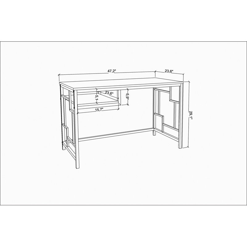 Marquala 120cm Wide Metal Frame Computer Desk, Dark Brown/White