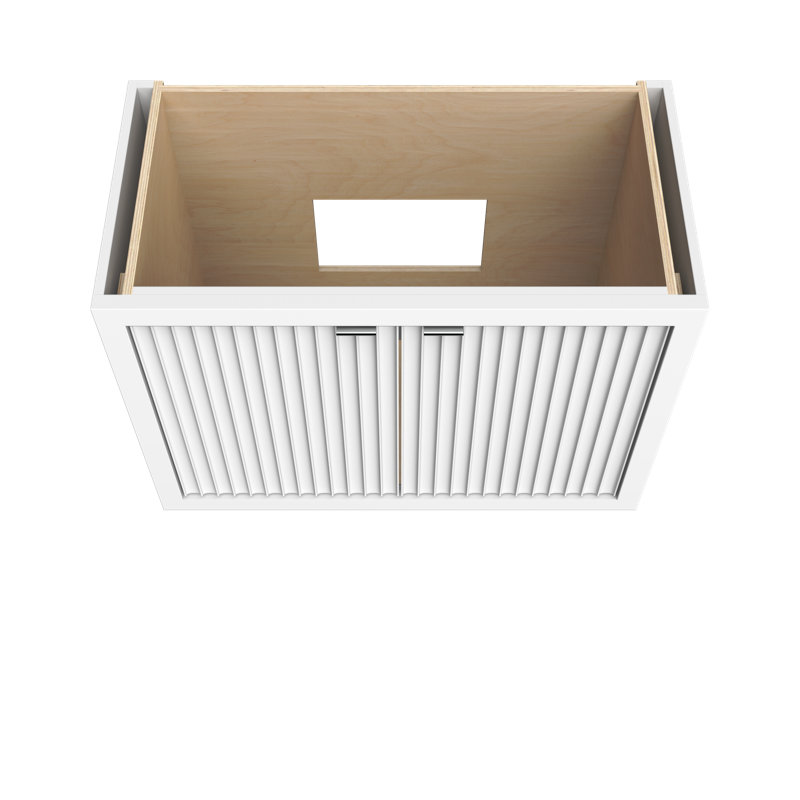 Meuble-lavabo simple Lecrieu, Blanc pur, 42", Chrome poli