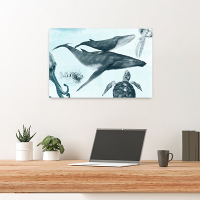 Whales And Ocean Friends Contemporary Jellyfish Fish Octopus Wall Art