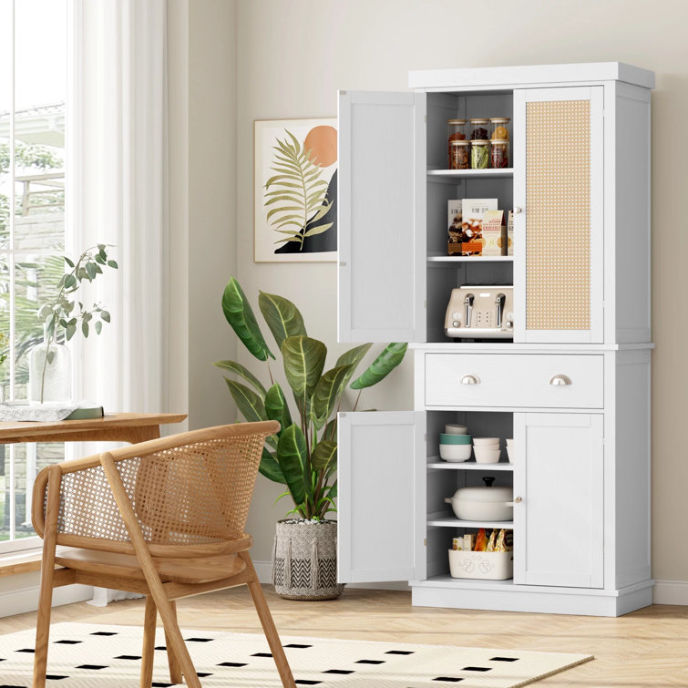 Lark Manor White Food Storage Kitchen Pantry with Glass Doors & Reviews