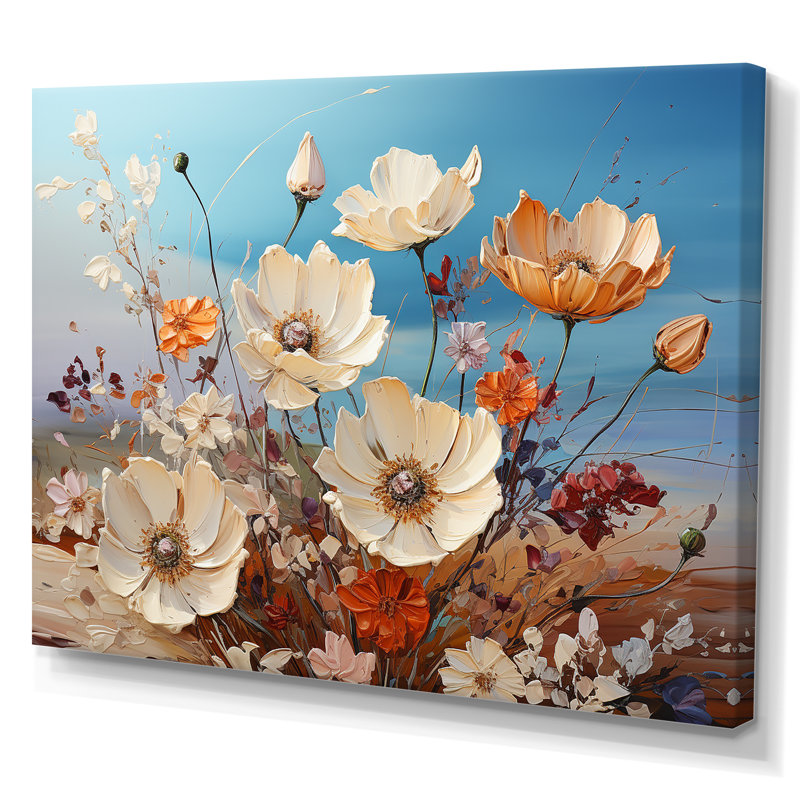 «White Wildflowers Farmhouse Charm» sur impression sur toile, Toile tendue, H 12 po x l 20 po x P 1 po