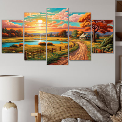 Eudora - Countryside Canvas Art Print - 5 Panels