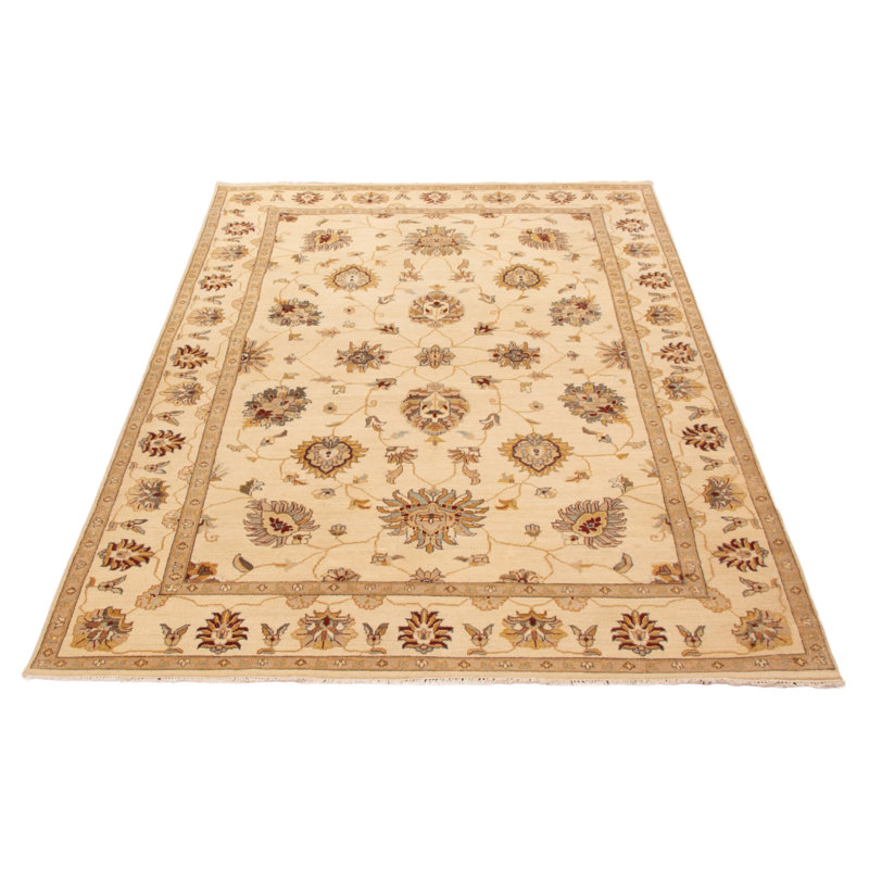 Tapis crème noué à la main One Of Kind Jamshidpour 6 pi 4 po x 9 pi 7 po