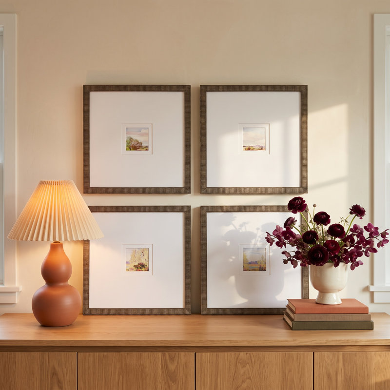 'Petite Placid' 4 Piece Framed Painting Set