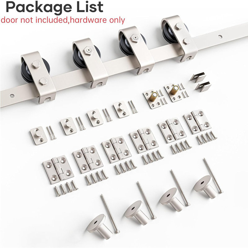 48" Brushed Nickel Bi-Folding Sliding Barn Door Hardwar...